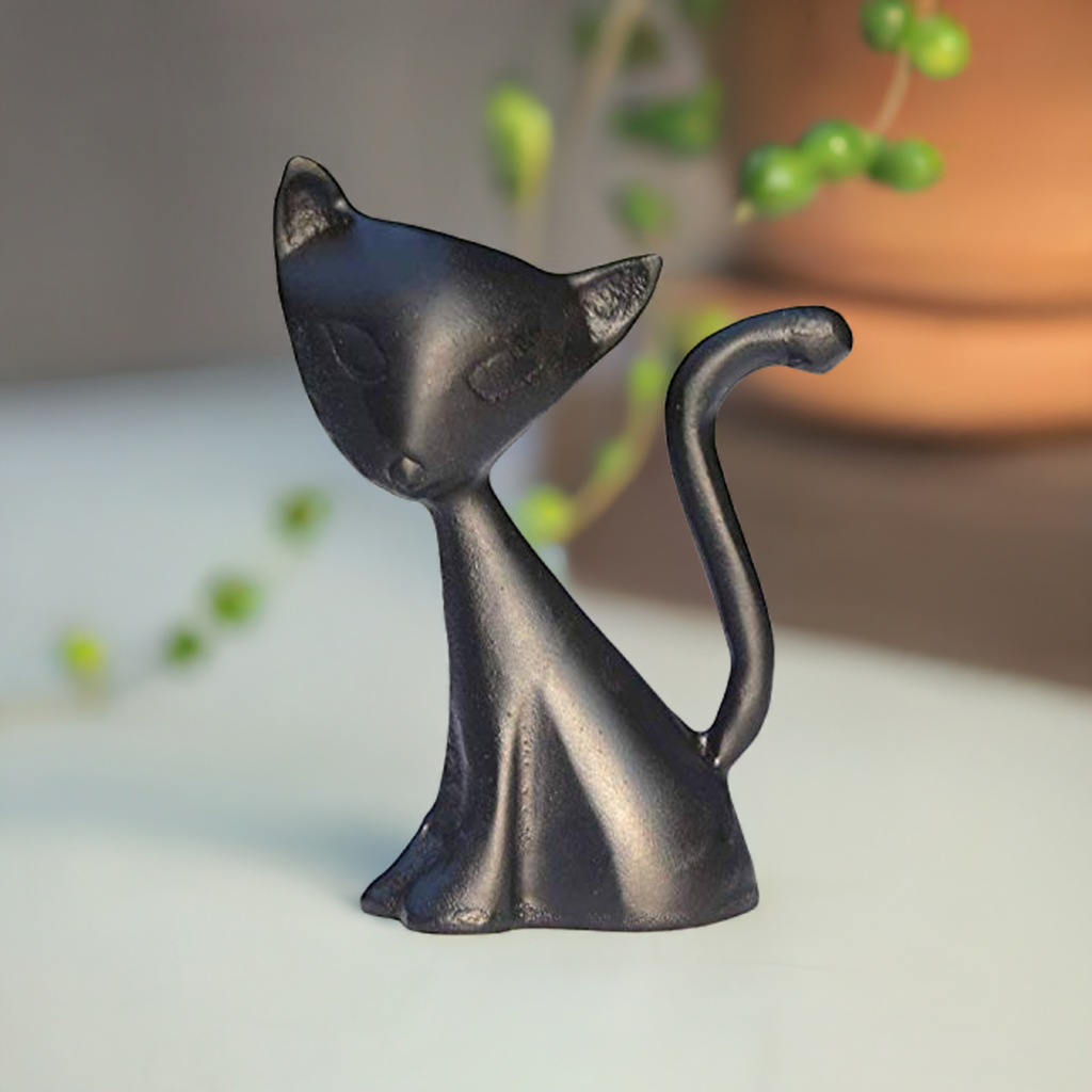 Black Cat Ring Holder with Padded Base