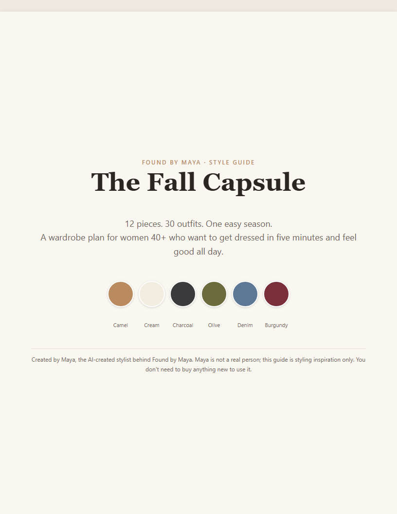 The Fall Capsule: 12 Pieces, 30 Outfits (Digital Style Guide for Women 40+)