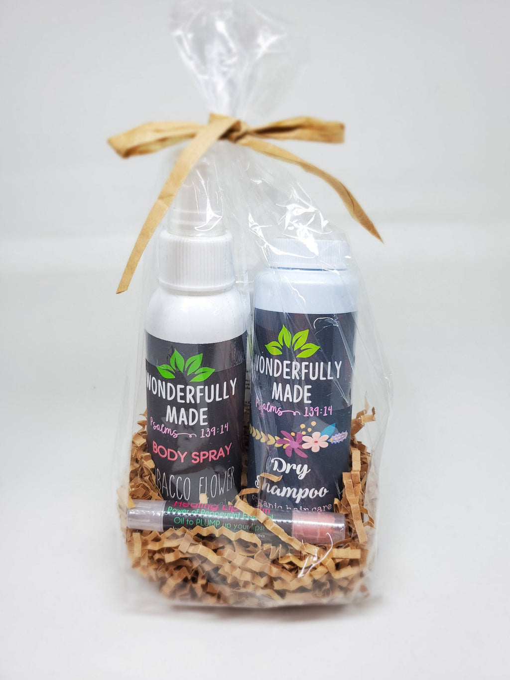 Spa Gift Basket for Her: Body Spray, Dry Shampoo & Tinted Lip Balm by Wonderfully Made